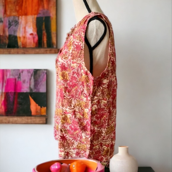 JOIE FLORAL LINEN HI LOW SLEEVELESS TOP SIZE LARGE - Picture 4 of 9